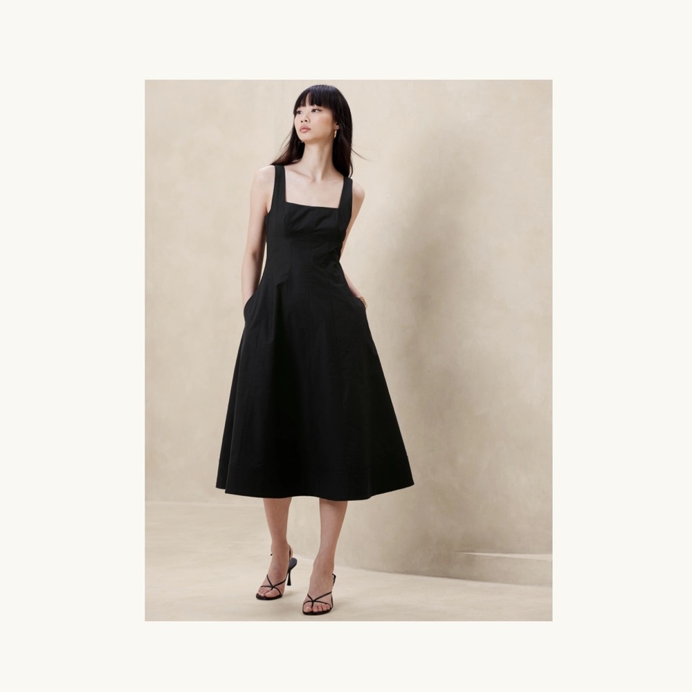 Natalia Square-Neck Midi Dress